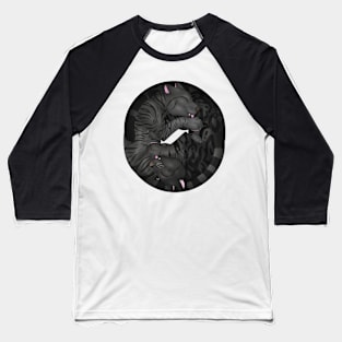 Yin-Yang Cats: Black Tabby Baseball T-Shirt